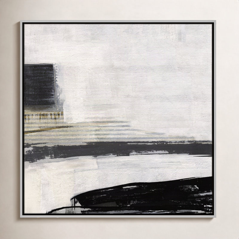«La Bande I Print» par Sally Swatland, Argent, H 31,5 po x l 31,5 po