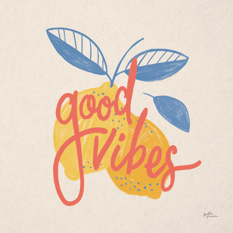 Good Vibes Lemons I Bright - peinture sur toile tendue, Cadre simple argenté, Non, H 36 po x l 36 po x P 1,25 po