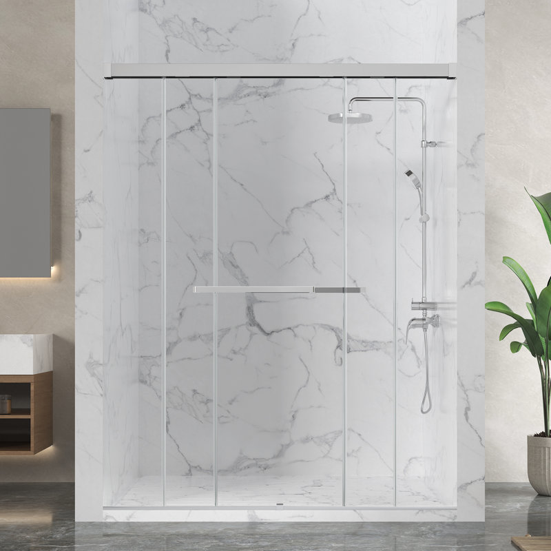 Ward Series 44 to 48 in. x 76 in. Frameless Sliding Bypass Shower Door in Polished Chrome with Tempered Clear Glass
