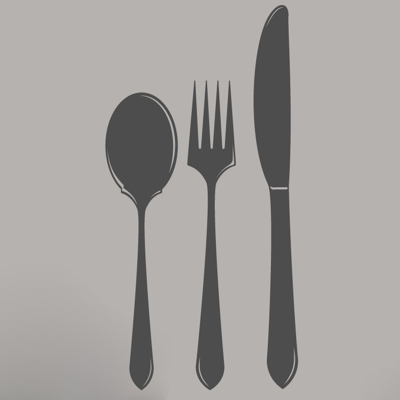 Adhésif décoratif cuillère fourchette, Gris foncé