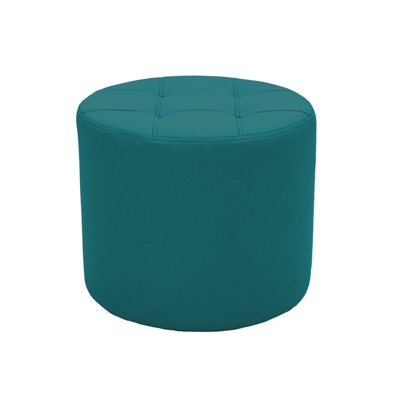 Faux Leather Ottoman, Teal Faux Leather