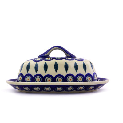 Peacock Stoneware Butter Dish