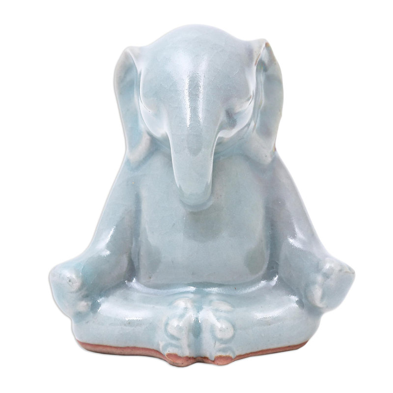 Figurine éléphant yoga céladon
