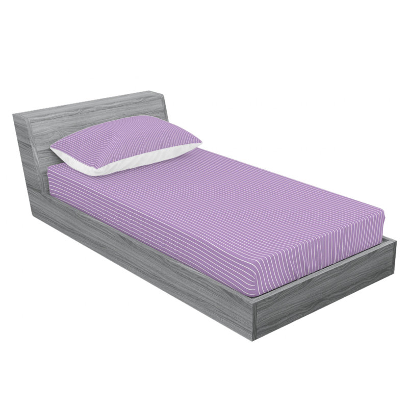 Microfiber Striped Sheet Set, Twin Sheet Set with Fitted Sheet, Lavender Stripe