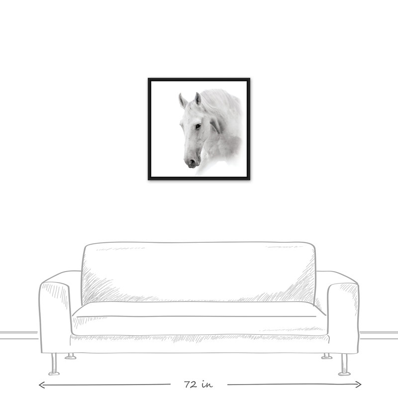 White Horse Framed On Canvas Print, L 25,75 po x H 25,75 po
