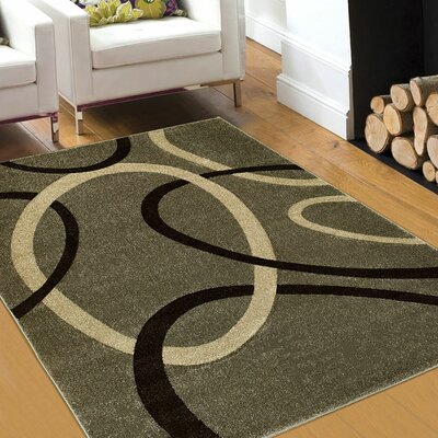 Geometric Power Loom Green Area Rug -  AllStar Rugs, 465286-fume-5x7