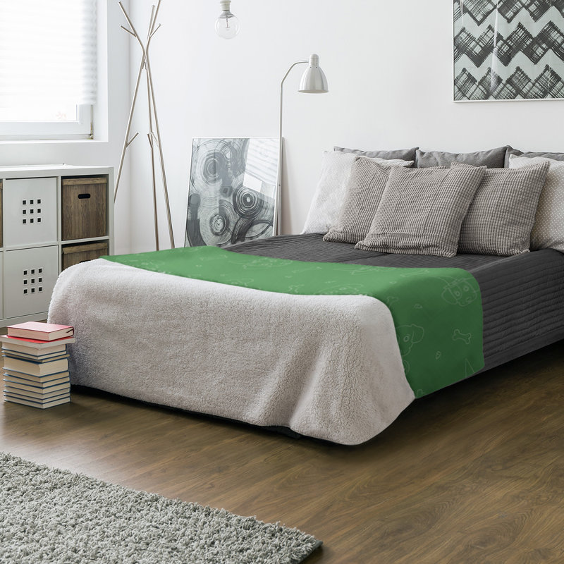 Sewn Throw Blanket, 50" W x 60" L, Green/White