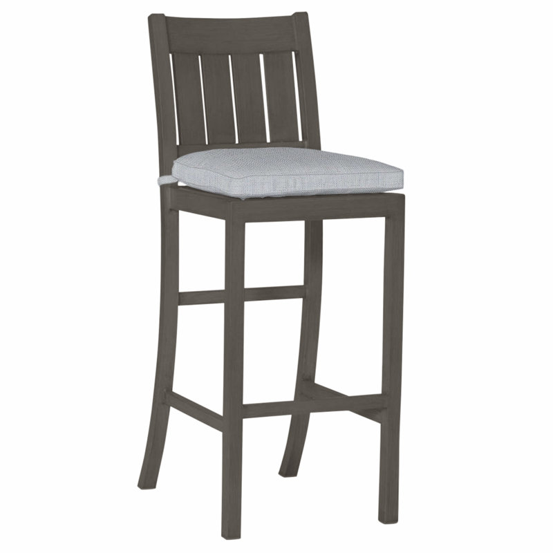 Tabouret de bar Club Wrought, Pas de soudure, Gris ardoise, Lin chambray