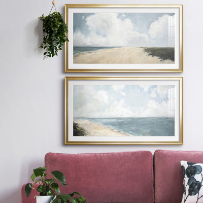 Beach Stroll - reproduction encadrée de qualité supérieure - prête à être accrochée