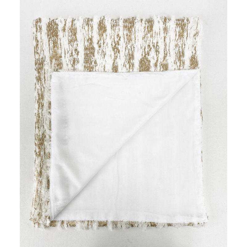Tarrytown Textured Faux Fur with Brushed Metallic Foil Print Table Runner, 72" x 16", Gold
