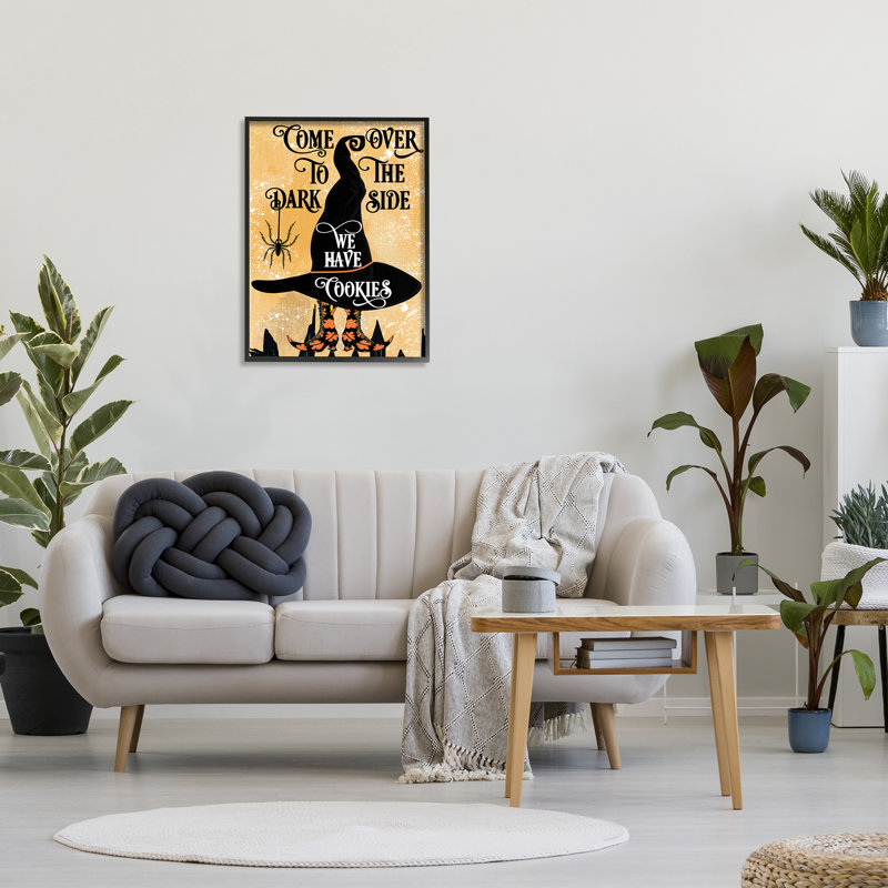 «Dark Side Has Cookies Festive Halloween», art textuel sur bois, H 30 po x l 24 po x P 1,5 po, Giclée encadrée noir minuit