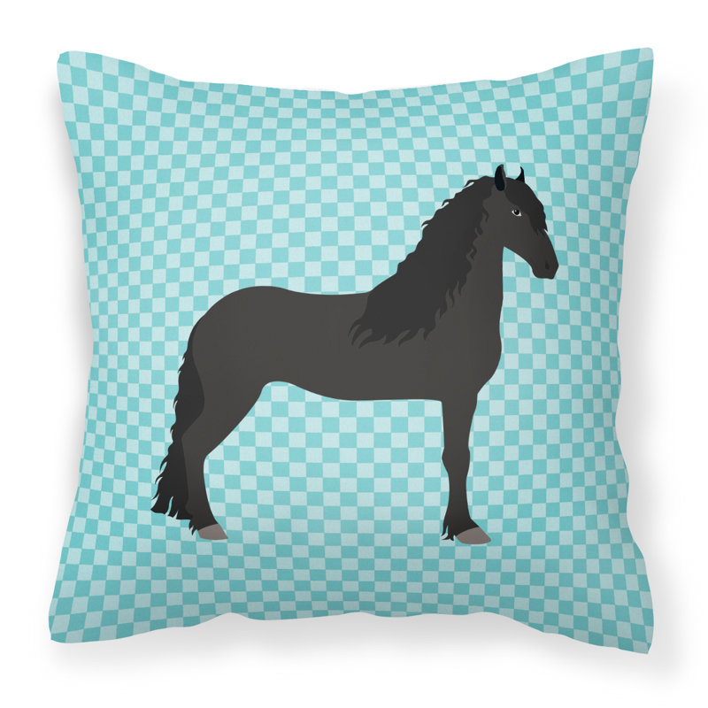 Coussin extérieur à chèque cheval, Bleu, 18 po x 18 po