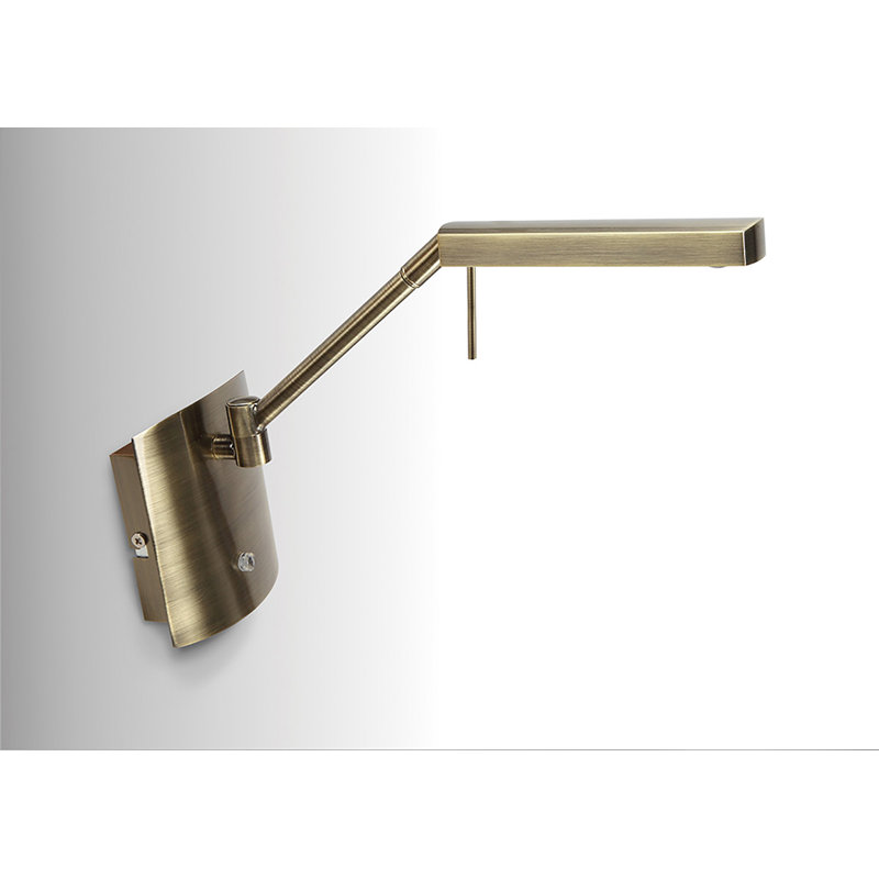 Rye LED Swing Arm Sconce, Antique Brass