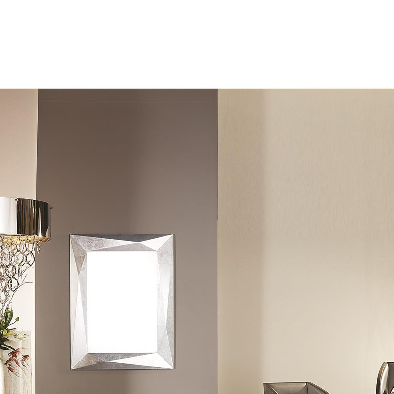 Wood Flat Wall Mirror, Silver