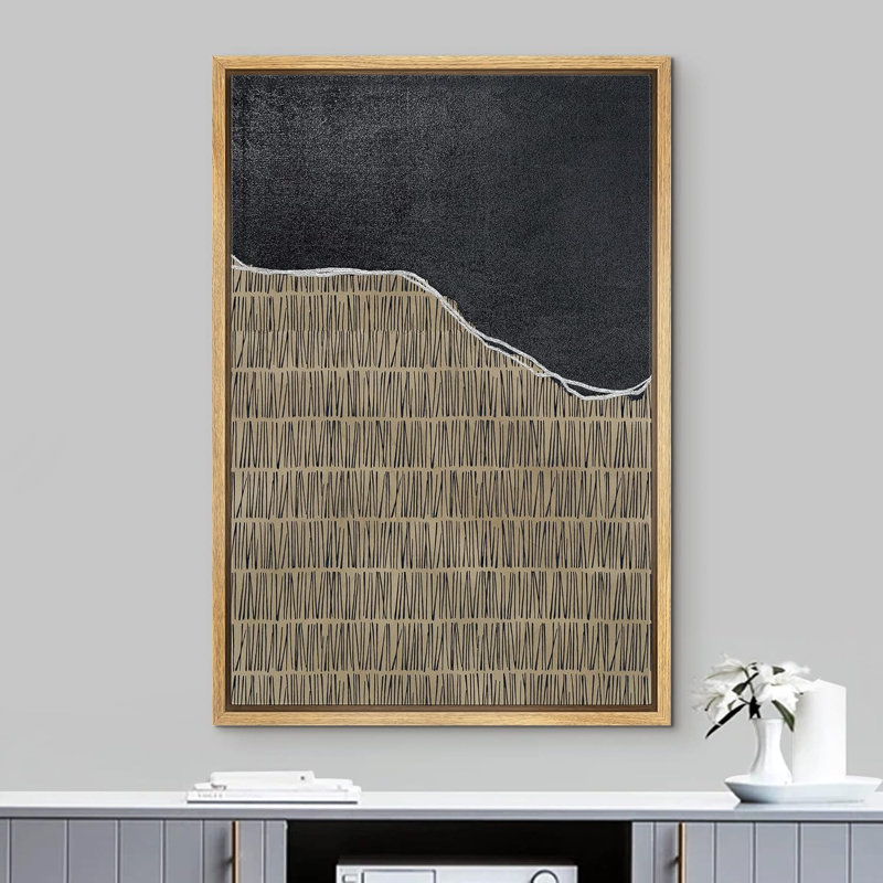 Lignes géométriques brunes, lignes géométriques brunes, motifs abstraits, modernes, contemporains, Naturel, H 36 po x l 24 po