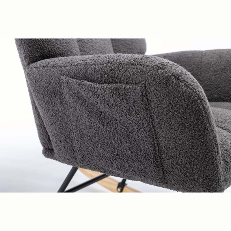 Chaise berçante moderne avec dossier haut et fauteuil à bascule, Gris