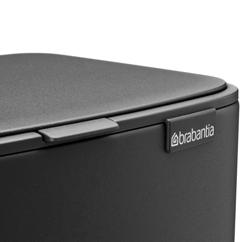 Brabantia Bo Pedal Bin, 12 L, 36.9cm H x 29.2cm W x 26.3cm D, Mineral Infinite Grey