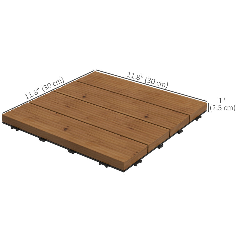Ensemble de tuiles de terrasse en bois massif L 11,8 po x l 11,8 po