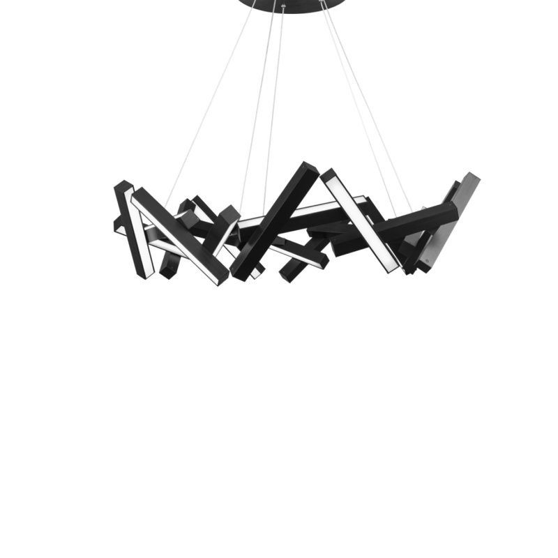 Lustre géométrique unique à 21 lumières DEL Chaos, Noir