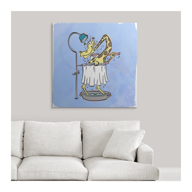 « short douche, tall giraffe-bathtime copains », impression, H 35 po x l 35 po x P 1,5 po, Toile
