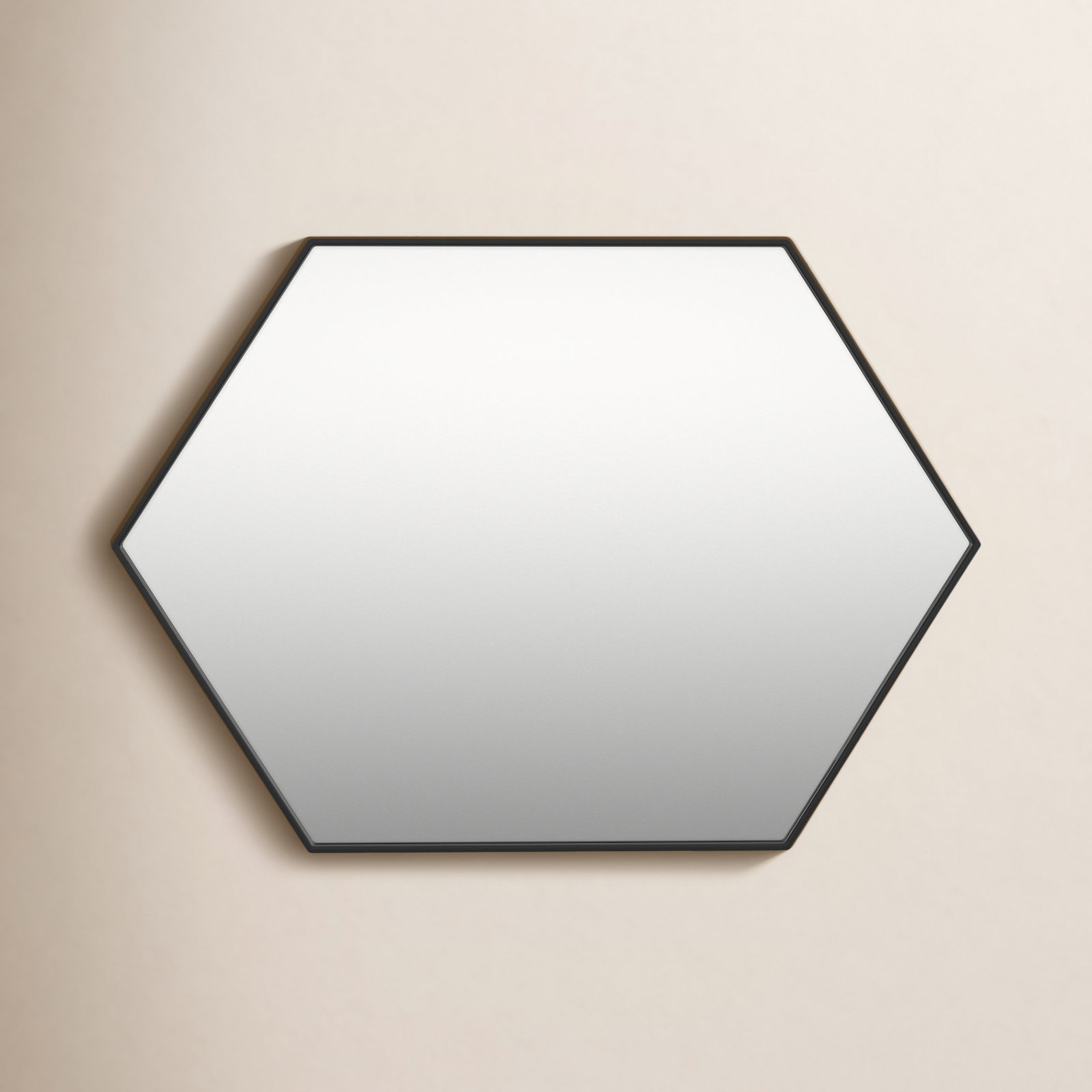 Sabine Metal Hexagon Wall Mirror, 34" x 24", Black