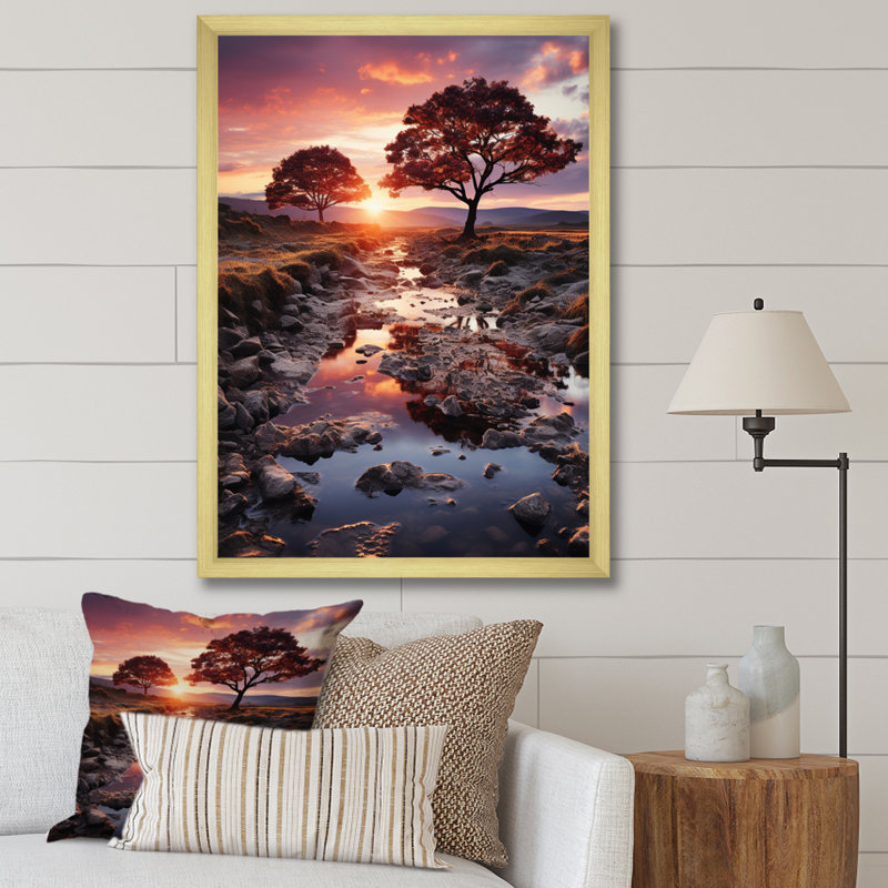 Arbres de l'aube Wybolt Allemagne, Encadrement doré, H 44 po x l 34 po x P 1,5 po