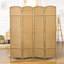 Room Divider 4 Panel, 5.6' Tall For Home. Natural Wood Theme With Hand-Woven Pattern. Versatile Partition. Made Frame & Polypropylene Webbing. Lightweight And Foldable. No Assembly Required Panel