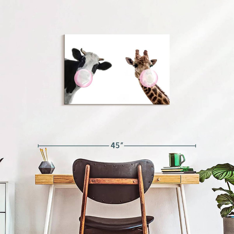 «Bubble Gum», animaux rigolos sur toile, H 30 po x l 20 po x P 1,25 po