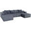 Canapé modulaire Basic, canapé modulaire en U de 6 pièces gris, canapé convertible surdimensionné avec méridienne, aucun assemblage requis, revêtement en velours côtelé doux