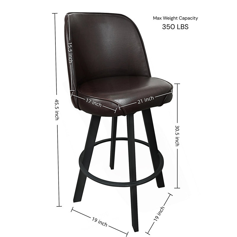 Ensemble de 2 tabourets de bar pivotants de qualité commerciale avec cadre en métal, Brun / Noir