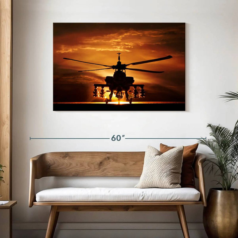 «Mait Silhouetted Apache Helicopters», H 30 po x l 45 po