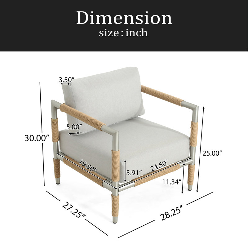 Fauteuil d'extérieur en aluminium avec coussins épais