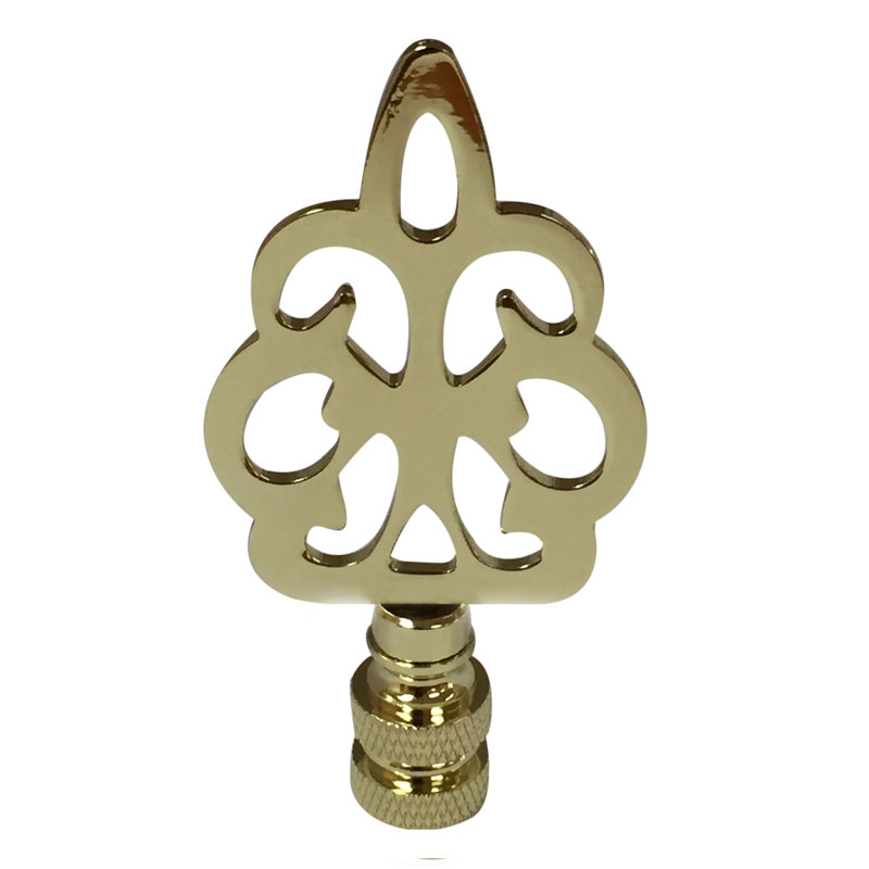Open Filigree Motif Lamp Finial, Polished Brass