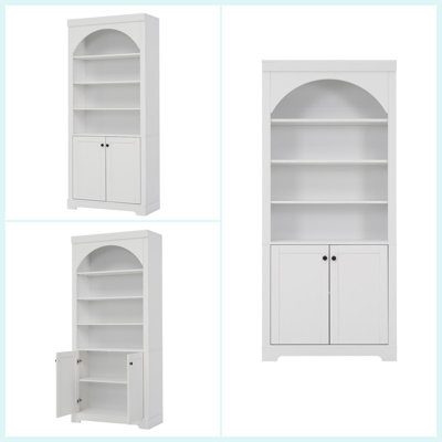 Armoire de rangement haute pour bureau, meuble de rangement pour bureau à domicile avec éclairage DEL et tablettes ouvertes réglables