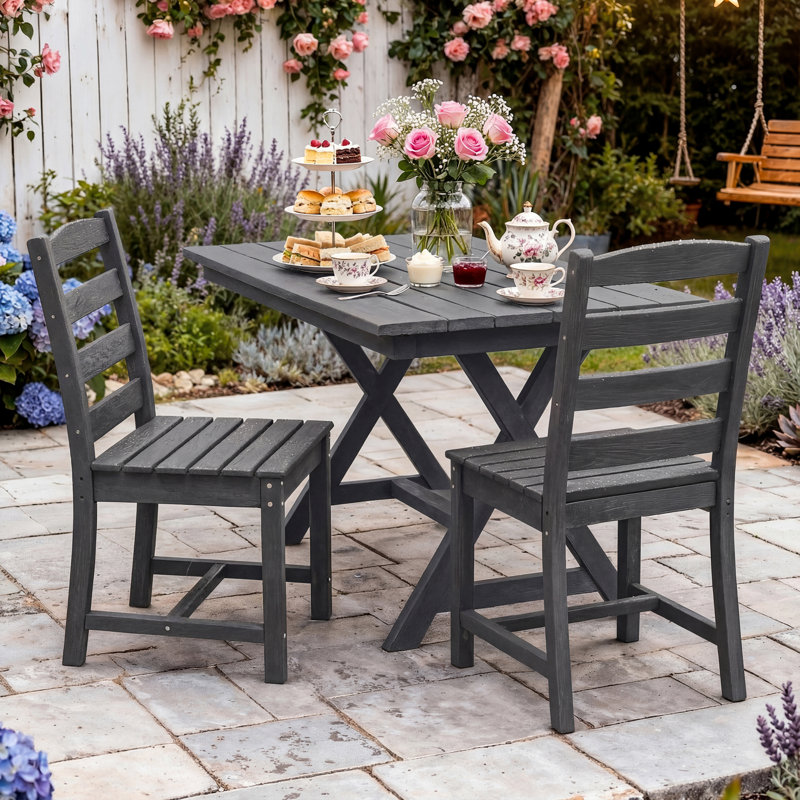 Ensemble de 2 chaises de patio à grain de bois, Bois gris