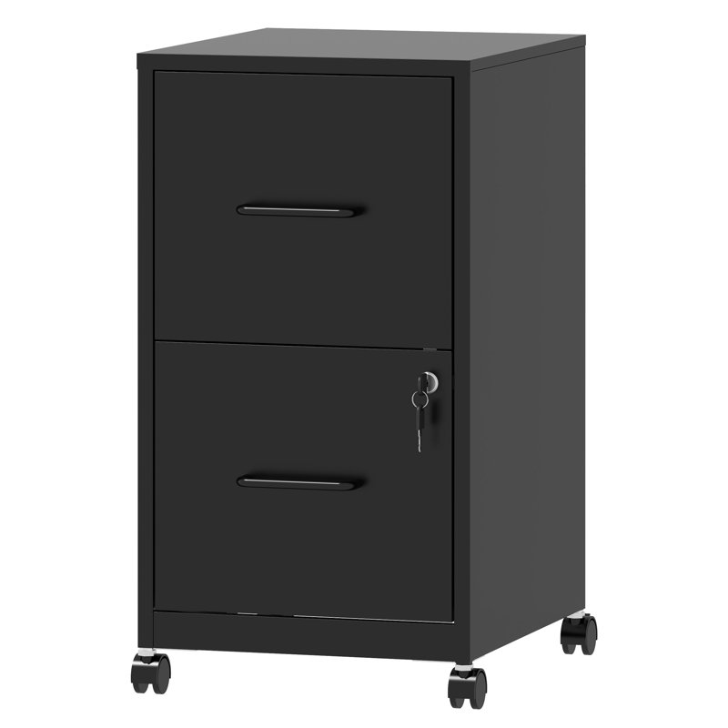 2-Drawer Locking File Cabinet - Sturdy Steel Storage with Rolling Casters for Home Office, Printer Stand, A4/Letter Size