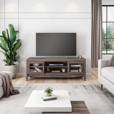 Meuble télé avec rangement multimédia et gestion des câbles Driftwood