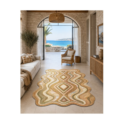Tapis tissé à motif nautique vert Mosso