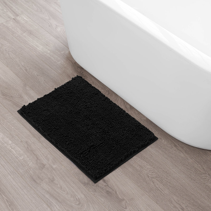 Non-Slip Bath Mat - Basics by Wayfair™, Single - 17" L x 24" W, Black