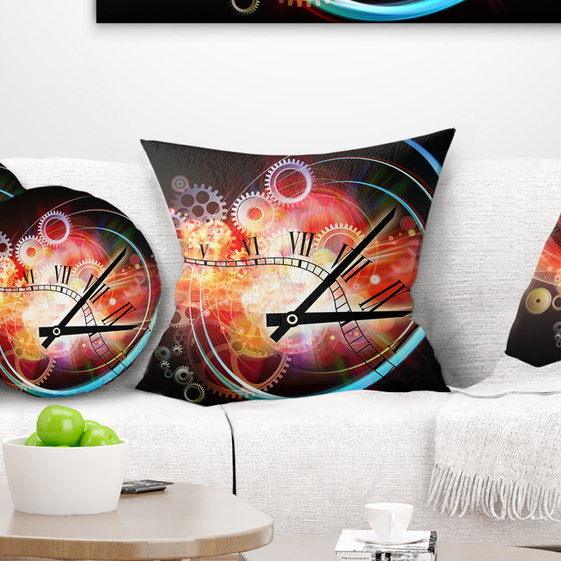 Interesting Clock - Abstract Printed Pillow, 18" x 18", Throw Pillow
