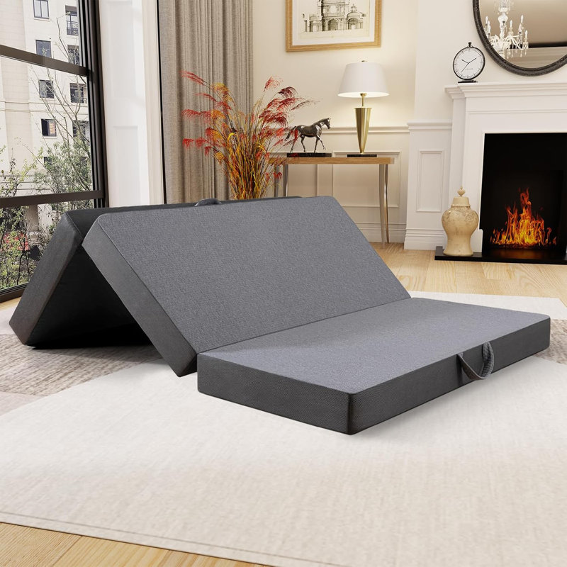 Tri-fold 6'' Memory Foam Mattress, Foldable Futon Floor Mattress Pad in a Box Extra Support, Portable Folding Murphy Bed Mattress With Washable Removable Cover