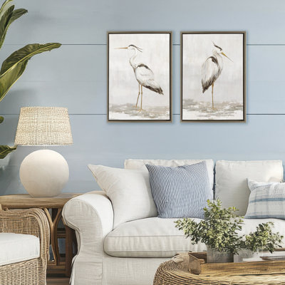 Ensemble de 2 cadres flottants Serene Heron Birds, design par Hannah Dawson