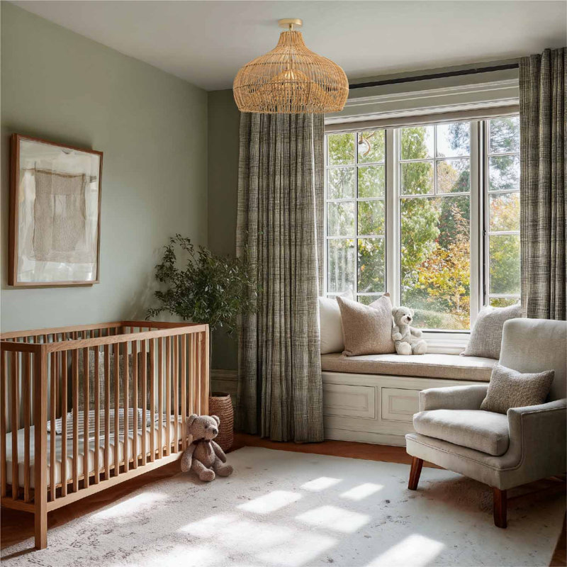 Oceania Rattan Flush Mount – Rattan & Natural Large Cone 1-Light Semi Flush Mount Dimmable Ceiling Light for Dining Room or Living Room in Farmhouse, Country, and Traditional Style