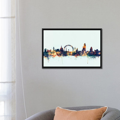 Skyline Series: Londres, Angleterre, Royaume-Uni II, impression sur toile tendue en bleu