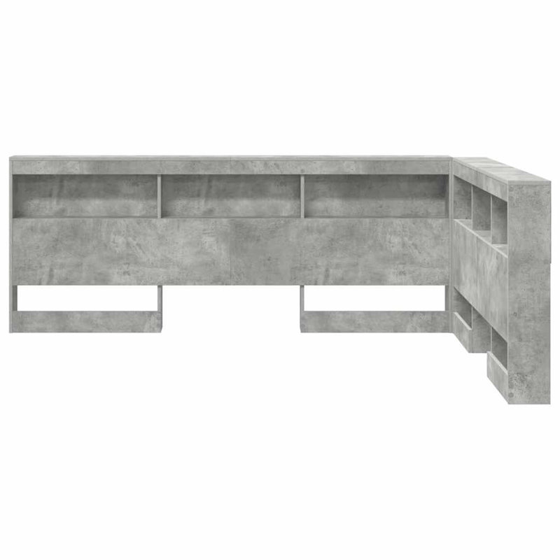 Storage Headboard Concrete 160 Cm Engineered Wood, Concrete Grey