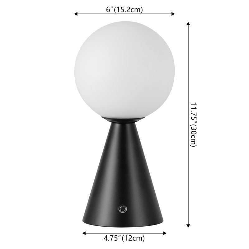 Lampe de table à intensité réglable à intensité variable avec globe tactile 11,75 "Macie, Noir