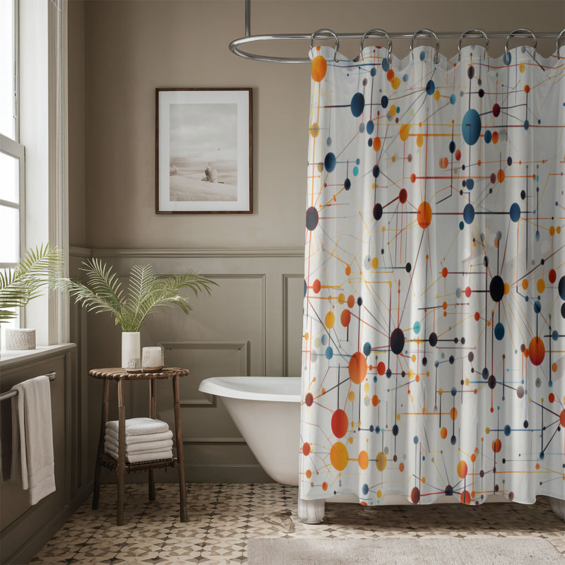 Geometric Fusion - Premium Shower Curtain, 74"H x 71"W