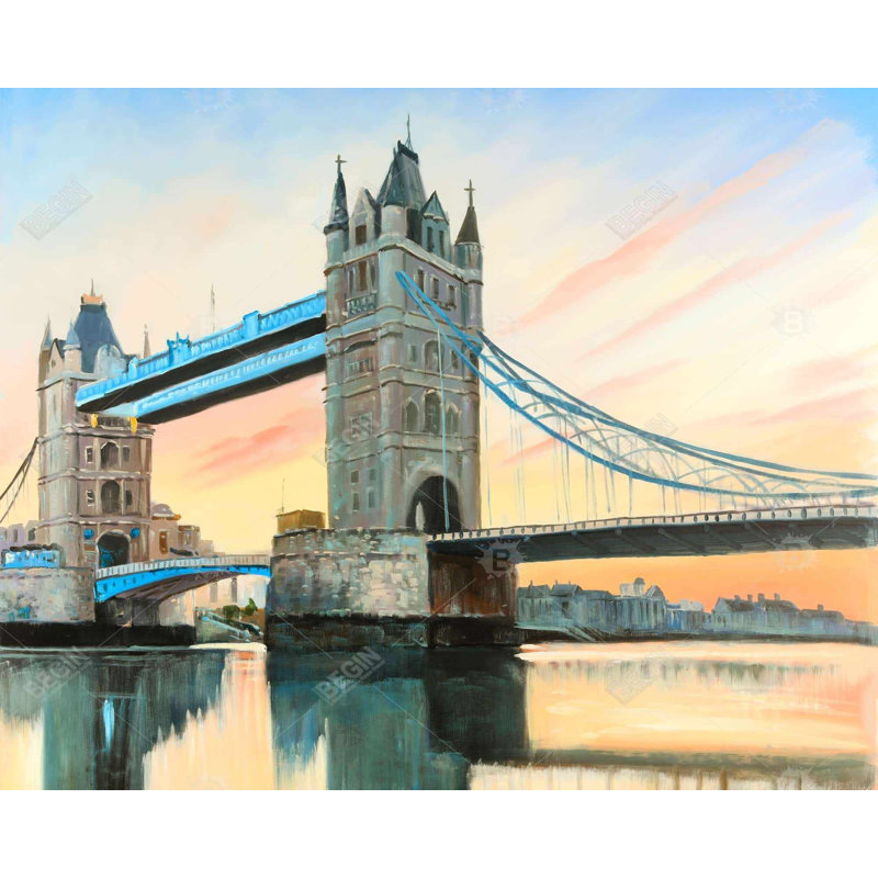 Sunset on London Bridge - Blue Architecture Canvas Decor