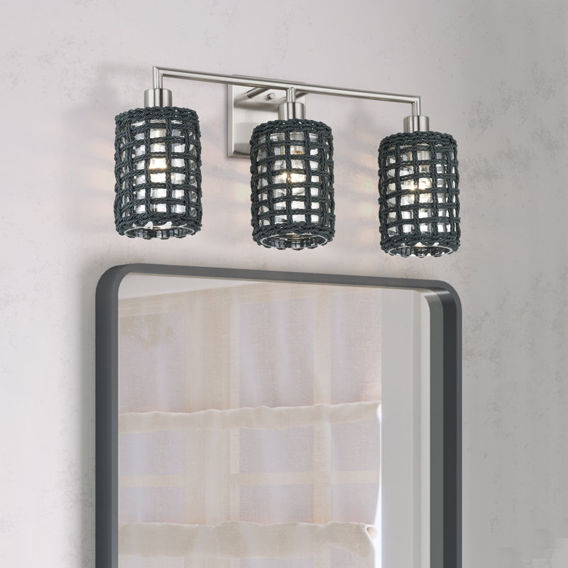 Applique murale pour meuble-lavabo 3 lumières Cassiday, Nickel brossé