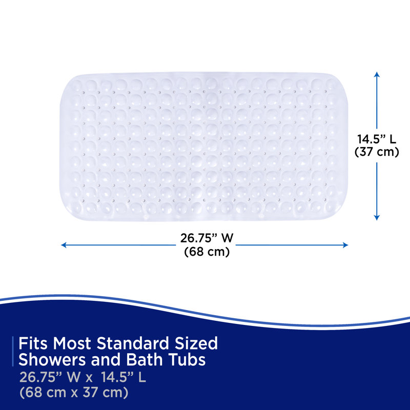 Kenney Microban Protected Bubble Bath Mat, 26.75" L x 14.5" W, White